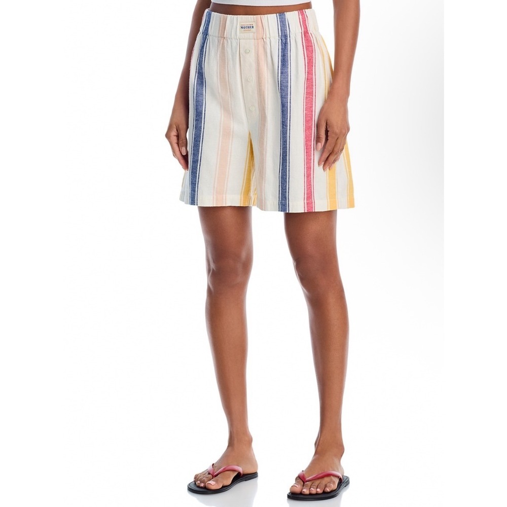 MOTHER The Freeballer Shorts Its A Vine Line Striped Cotton Linen XS NEW
